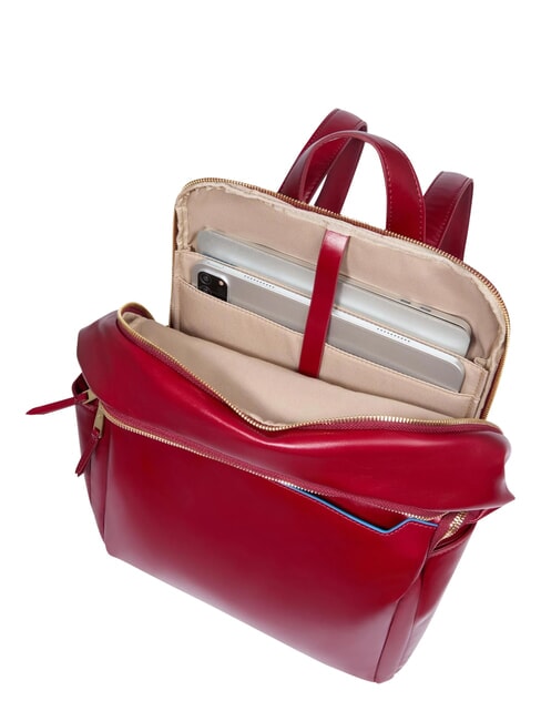 BLUE SQUARE  Sac &agrave; dos pour ordinateur portable 14 pouces, en cuir ROUGE - Sacs &agrave; dos pour ordinateur portable