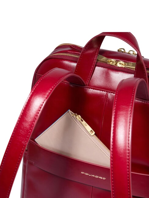 BLUE SQUARE  Sac &agrave; dos pour ordinateur portable 14 pouces, en cuir ROUGE - Sacs &agrave; dos pour ordinateur portable