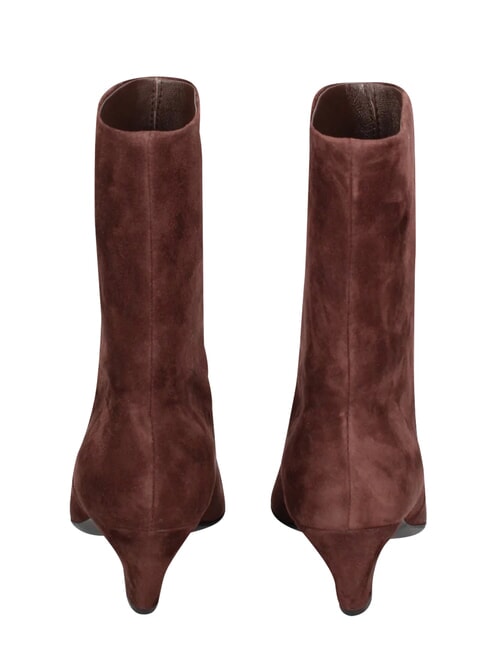 ME25 Bottine &agrave; talon de 5 cm, en cuir brun fonc&eacute; - Chaussures Femme