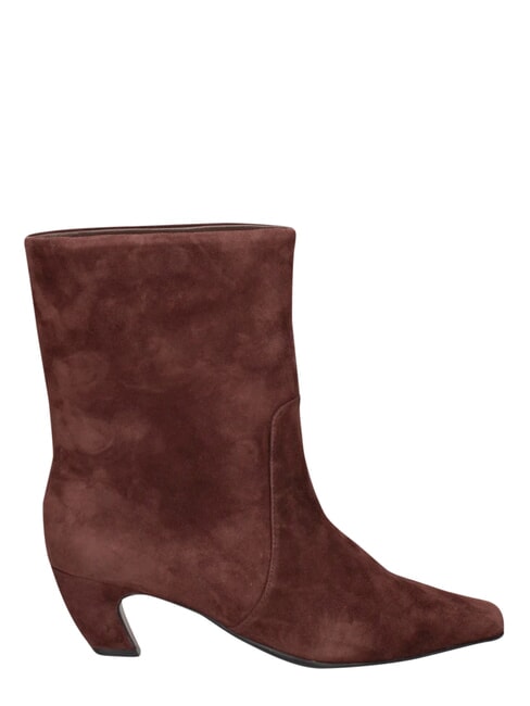 ME25 Bottine &agrave; talon de 5 cm, en cuir brun fonc&eacute; - Chaussures Femme