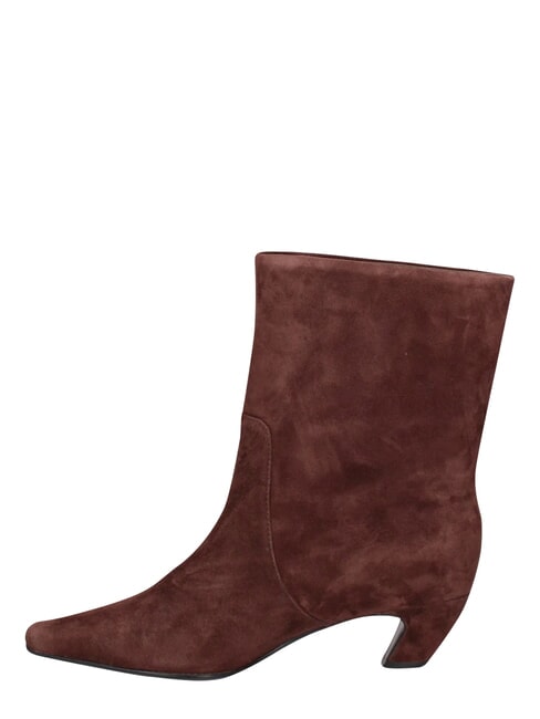 ME25 Bottine &agrave; talon de 5 cm, en cuir brun fonc&eacute; - Chaussures Femme
