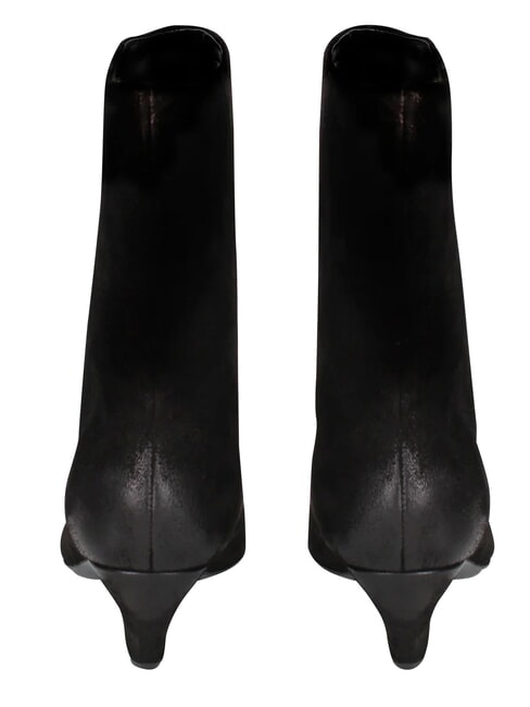 ME25 Bottine &agrave; talon de 5 cm, en cuir noir - Chaussures Femme
