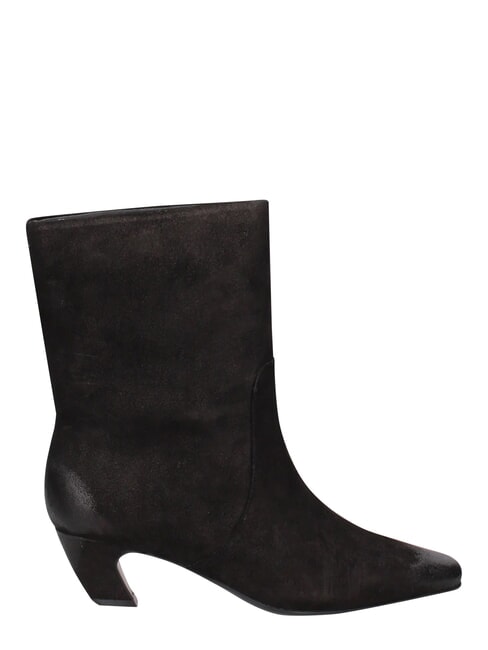 ME25 Bottine &agrave; talon de 5 cm, en cuir noir - Chaussures Femme