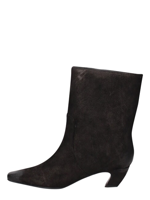 ME25 Bottine &agrave; talon de 5 cm, en cuir noir - Chaussures Femme