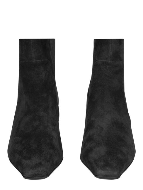 ME25 Bottine &agrave; talon de 5 cm, en cuir noir - Chaussures Femme