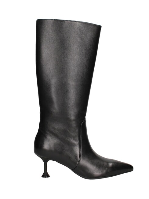 ME25 Bottes hautes en cuir, talon de 6,5 cm noir - Chaussures Femme