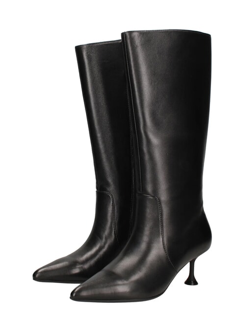 ME25 Bottes hautes en cuir, talon de 6,5 cm noir - Chaussures Femme