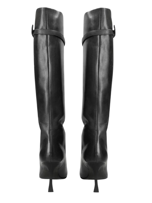 ME25 Bottes hautes en cuir, talon de 9 cm noir - Chaussures Femme