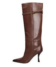MARC ELLIS ME25 Bottes hautes en cuir, talon de 9 cm brun fonc&eacute; - Chaussures Femme - 4