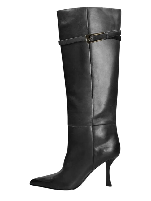 ME25 Bottes hautes en cuir, talon de 9 cm noir - Chaussures Femme
