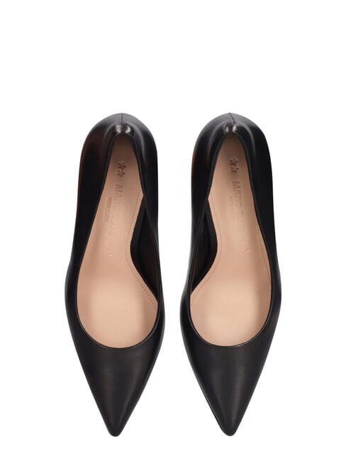 ME25 D&eacute;collet&eacute; &agrave; talon de 9 cm, en cuir noir - Chaussures Femme
