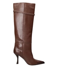 MARC ELLIS ME25 Bottes hautes en cuir, talon de 9 cm brun fonc&eacute; - Chaussures Femme - 3