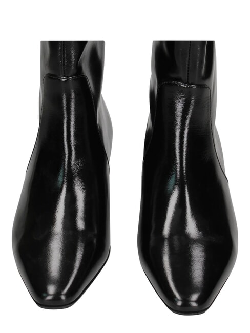 ME25 Bottine &agrave; talon de 3 cm, en cuir noir - Chaussures Femme