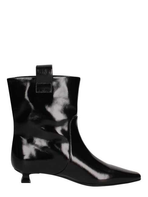 ME25 Bottine &agrave; talon de 3 cm, en cuir noir - Chaussures Femme