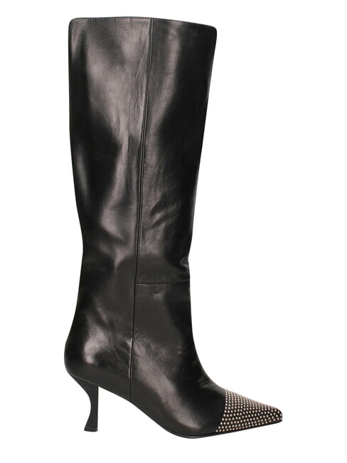 ME25 Bottes hautes en cuir, talon de 6,5 cm noir - Chaussures Femme