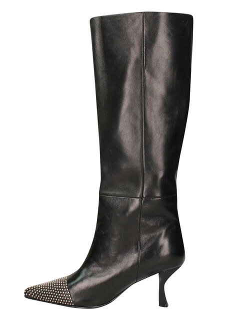 ME25 Bottes hautes en cuir, talon de 6,5 cm noir - Chaussures Femme
