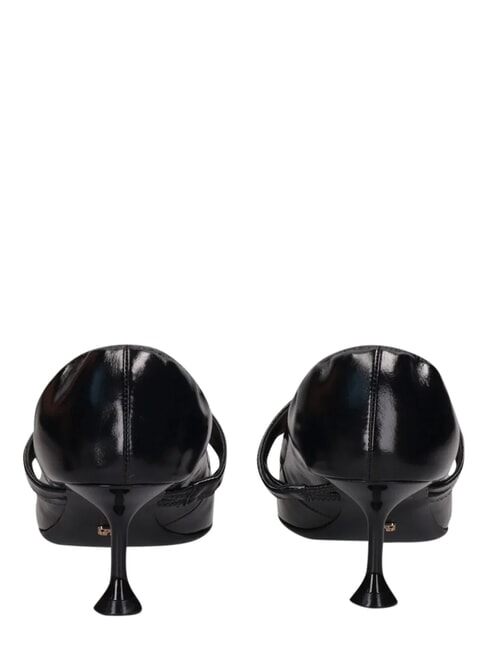 ME25 D&eacute;collet&eacute; &agrave; talon de 6 cm, en cuir noir - Chaussures Femme