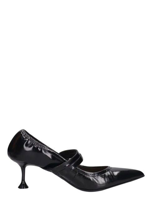 ME25 D&eacute;collet&eacute; &agrave; talon de 6 cm, en cuir noir - Chaussures Femme