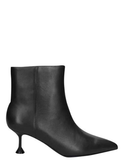 ME25 Bottine en cuir &agrave; talon de 6,5 cm noir - Chaussures Femme