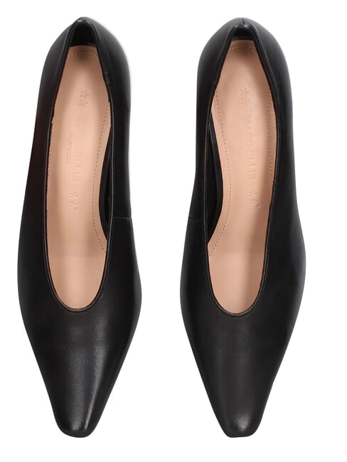 ME25 D&eacute;collet&eacute; &agrave; talon de 6 cm, en cuir noir - Chaussures Femme