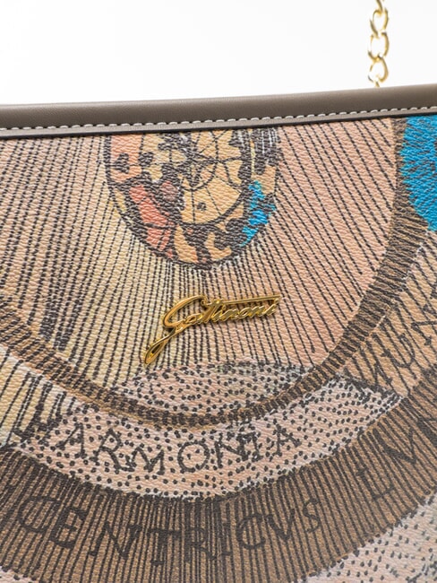 PLANETARIUM Sac &agrave; bandouli&egrave;re avec poign&eacute;e en cha&icirc;ne aquarelle sauvage/ taupe fonc&eacute; - Sacs pour Femme