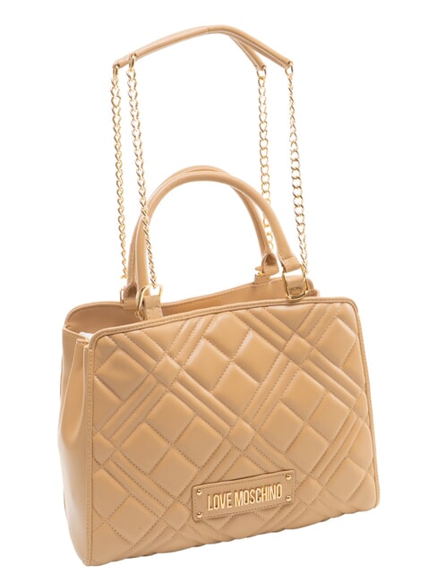 QUILTED Sac &agrave; main avec bandouli&egrave;re cha&icirc;ne beige - Sacs pour Femme
