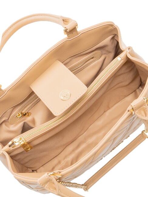 QUILTED Sac &agrave; main avec bandouli&egrave;re cha&icirc;ne beige - Sacs pour Femme