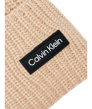 CALVIN KLEIN ESSENTIAL PATCH Chapeau en laine m&eacute;lang&eacute;e beige - Bonnets - 3