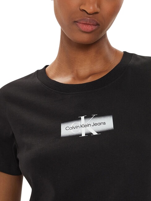 FADED MONOLOGO SLIM T-shirt &agrave; manches courtes noir - T-shirt