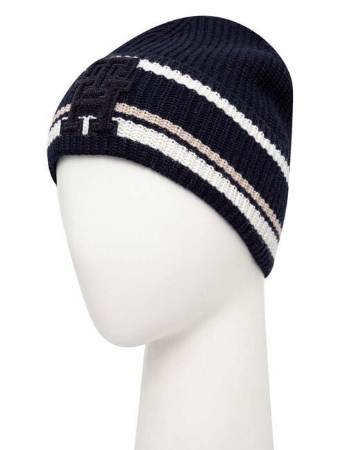 MONOGRAM Chapeau en laine et cachemire m&eacute;lang&eacute;s bleu - Bonnets