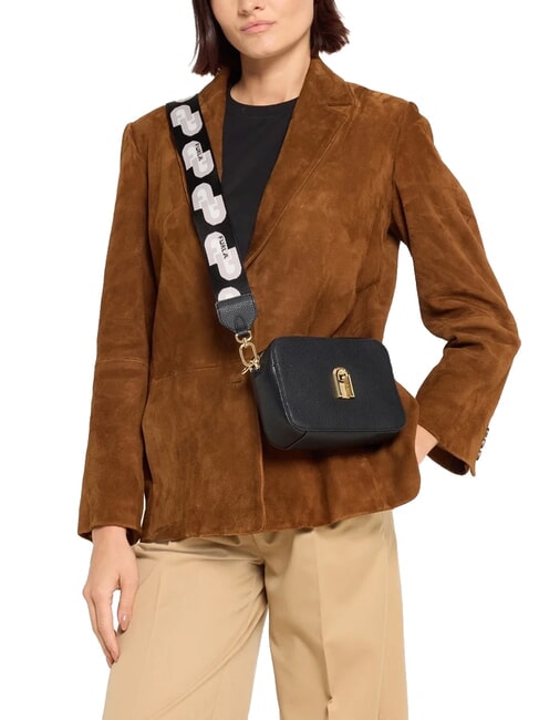 GARDENIA Sacoche pour appareil photo en cuir imprim&eacute; Keria tons noir + glace - Sacs pour Femme