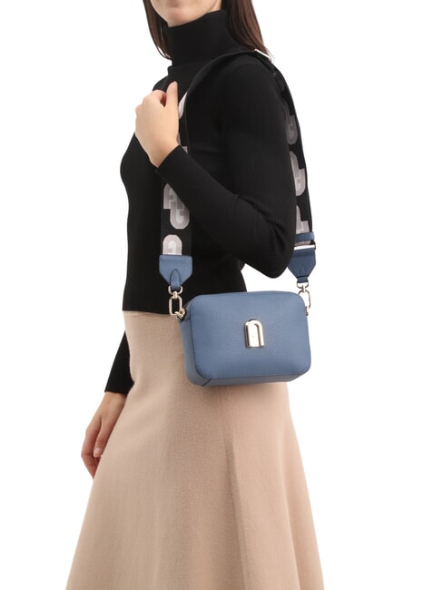 GARDENIA Sacoche pour appareil photo en cuir imprim&eacute; Keria denim et tons glac&eacute;s - Sacs pour Femme