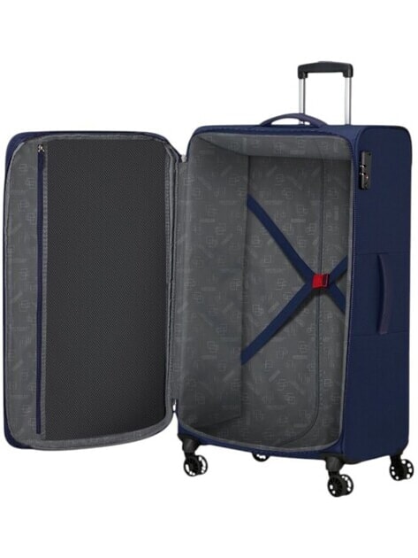AIR WAVE Grand chariot bleu marine/orange - Valises Semi-rigides
