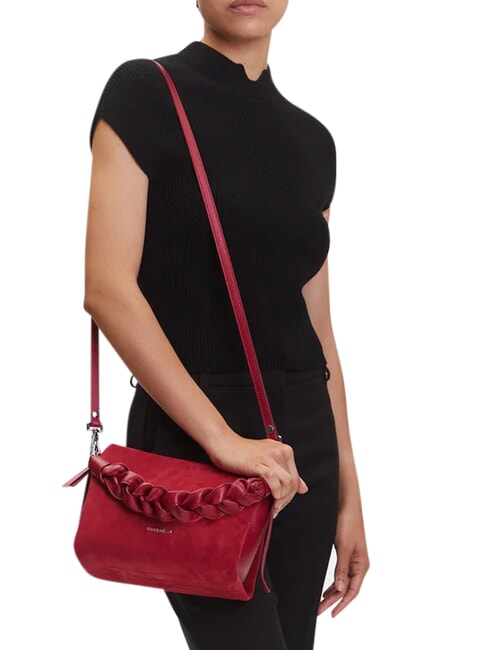 BOHEME SUEDE BIMATERIAL  Mini sac &agrave; main, avec bandouli&egrave;re sangria - Sacs pour Femme