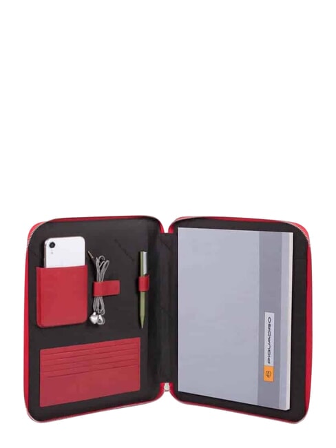 PQ-BIOS Porte-bloc A4 en cuir et tissu ROUGE - &Eacute;tui pour tablette & Organiseur