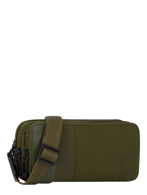P16PLUS SPECIAL Trousse &agrave; crayons &agrave; trois compartiments, cuir mixte VERT - Pochettes & Trousses
