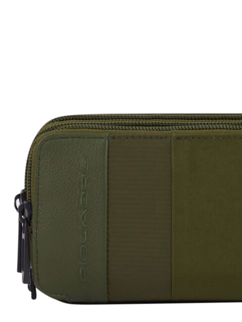P16PLUS SPECIAL Trousse &agrave; crayons &agrave; trois compartiments, cuir mixte VERT - Pochettes & Trousses