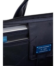 PIQUADRO B2 REVAMP Mallette pour ordinateur portable 14", en cuir bleu - Porte Documents Travail - 4