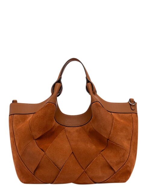 DUA Sac &agrave; main avec bandouli&egrave;re caramel - Sacs pour Femme