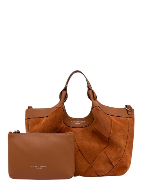 DUA Sac &agrave; main avec bandouli&egrave;re caramel - Sacs pour Femme
