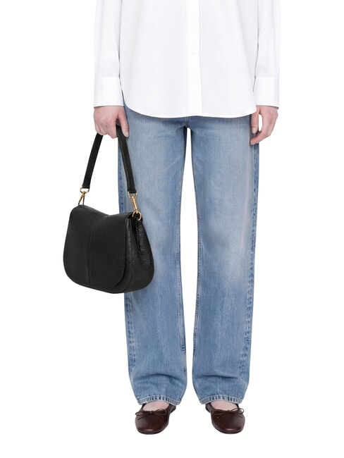HELENA ROUND Sac bandouli&egrave;re en cuir, avec bandouli&egrave;re Noir - Sacs pour Femme
