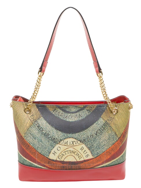 PLANETARIUM Sac &agrave; bandouli&egrave;re avec poign&eacute;e en cha&icirc;ne classique/corail - Sacs pour Femme
