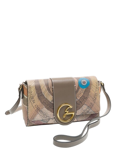 PLANETARIUM Sac bandouli&egrave;re &agrave; rabat aquarelle sauvage/ taupe fonc&eacute; - Sacs pour Femme