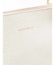 COCCINELLE MALORY  Cabas &eacute;paule, en cuir blanc - Sacs pour Femme - 3