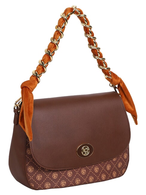 EMILY Sac &agrave; bandouli&egrave;re avec cha&icirc;ne logo chocolat - Sacs pour Femme