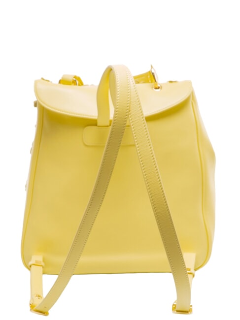 SOFIA Sac &agrave; dos en cuir avec petites fleurs jaune - Sacs pour Femme