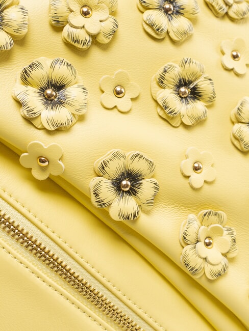 SOFIA Sac &agrave; dos en cuir avec petites fleurs jaune - Sacs pour Femme