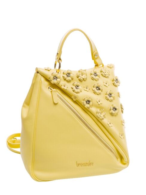 SOFIA Sac &agrave; dos en cuir avec petites fleurs jaune - Sacs pour Femme