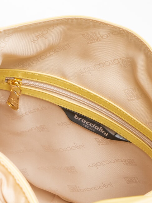 SOFIA Sac &agrave; dos en cuir avec petites fleurs jaune - Sacs pour Femme