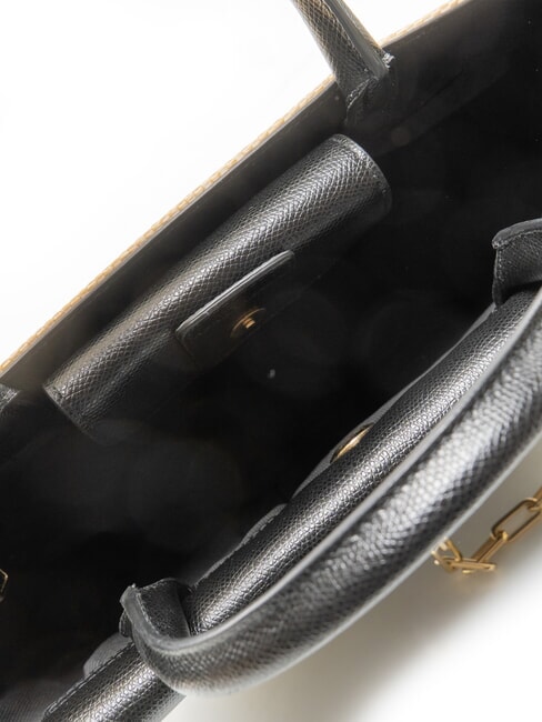 MISS MIMI Sac &agrave; main avec bandouli&egrave;re d&eacute;sert + noir - Sacs pour Femme